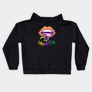 Mardi Gras Lip Biting Diamong Shining Costume, Mardi Gras 2024 Kids Hoodie